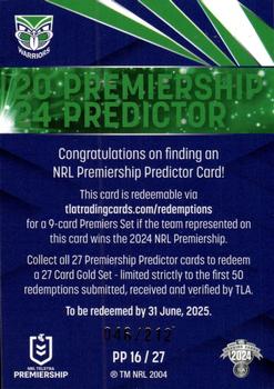 2024 NRL Traders Titanium - Premiership Predictor #PP16 Warriors Back